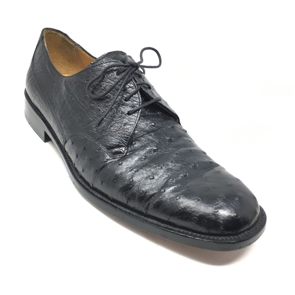 Mezlan Platinum Oxfords Shoes Sz 9.5 Black Ostrich